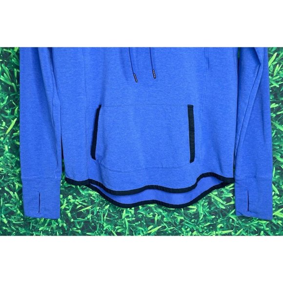 Athleta Sentry Hoodie Long Sleeve Women’s Medium Blue Kangaroo Pocket Thumbholes - Picture 3 of 6